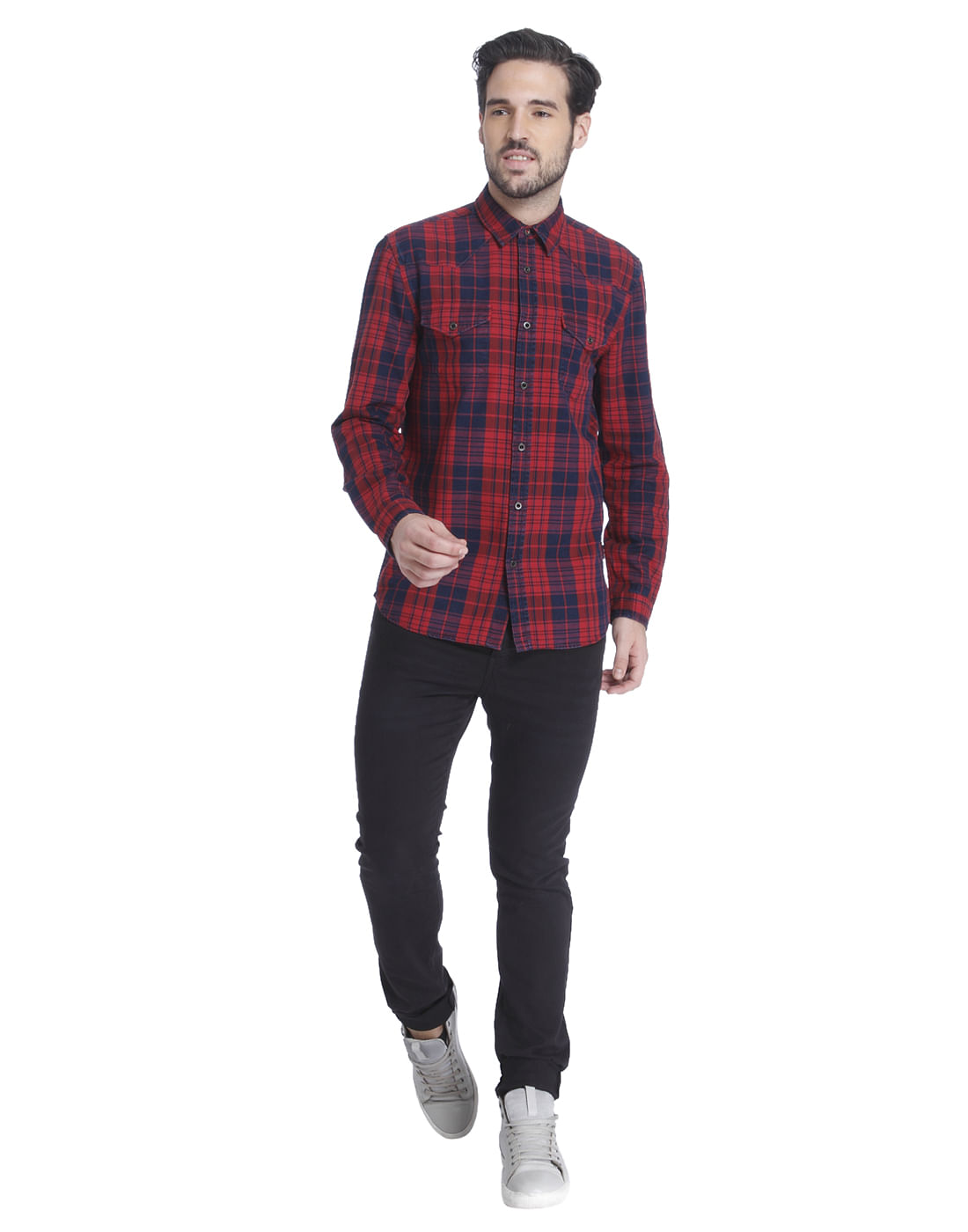 Red Check Slim Fit Shirt