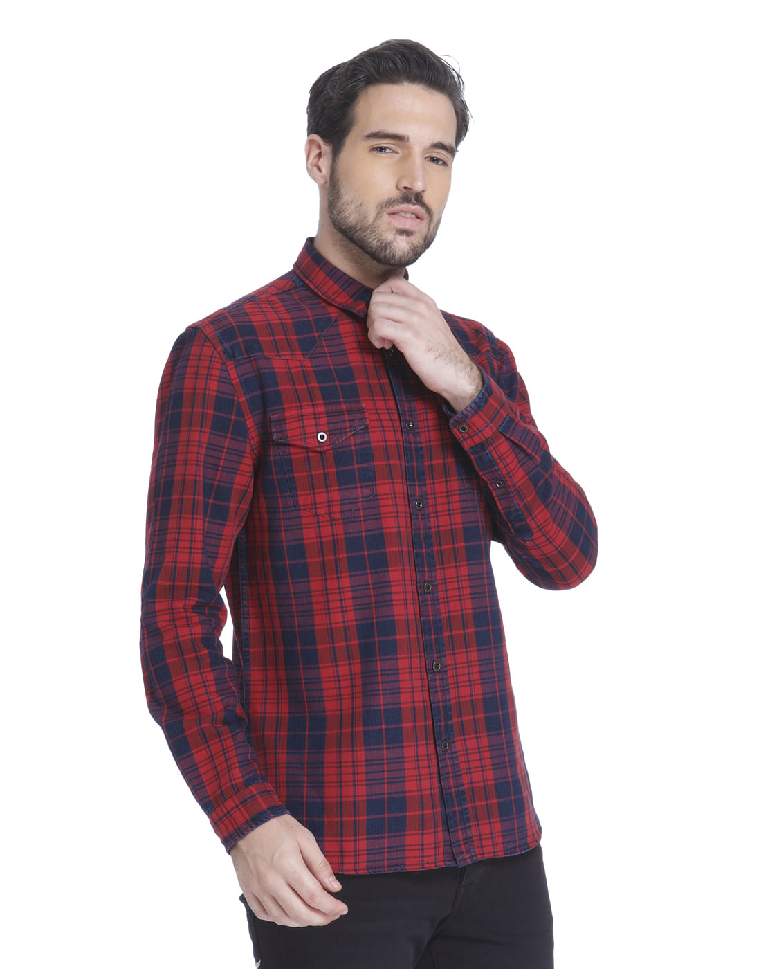 Red Check Slim Fit Shirt