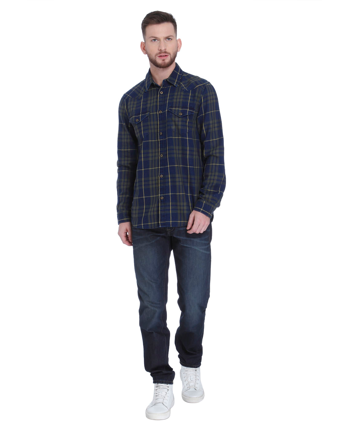 Blue Check Slim Fit Shirt
