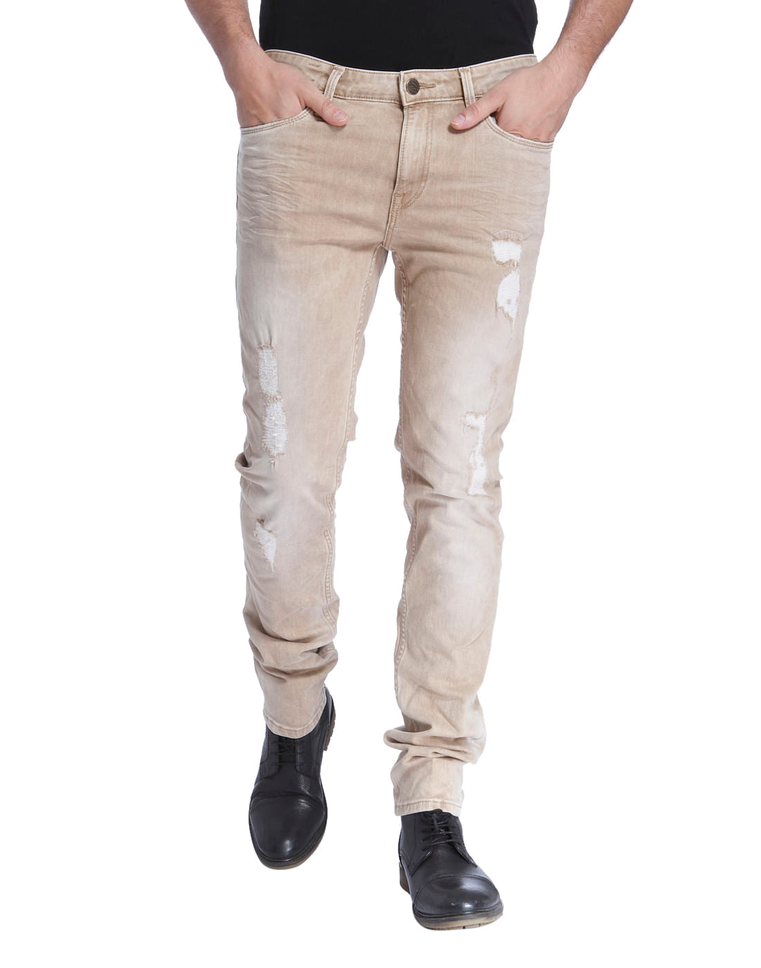 Light Brown Distressed Skinny Jeans - 28/32