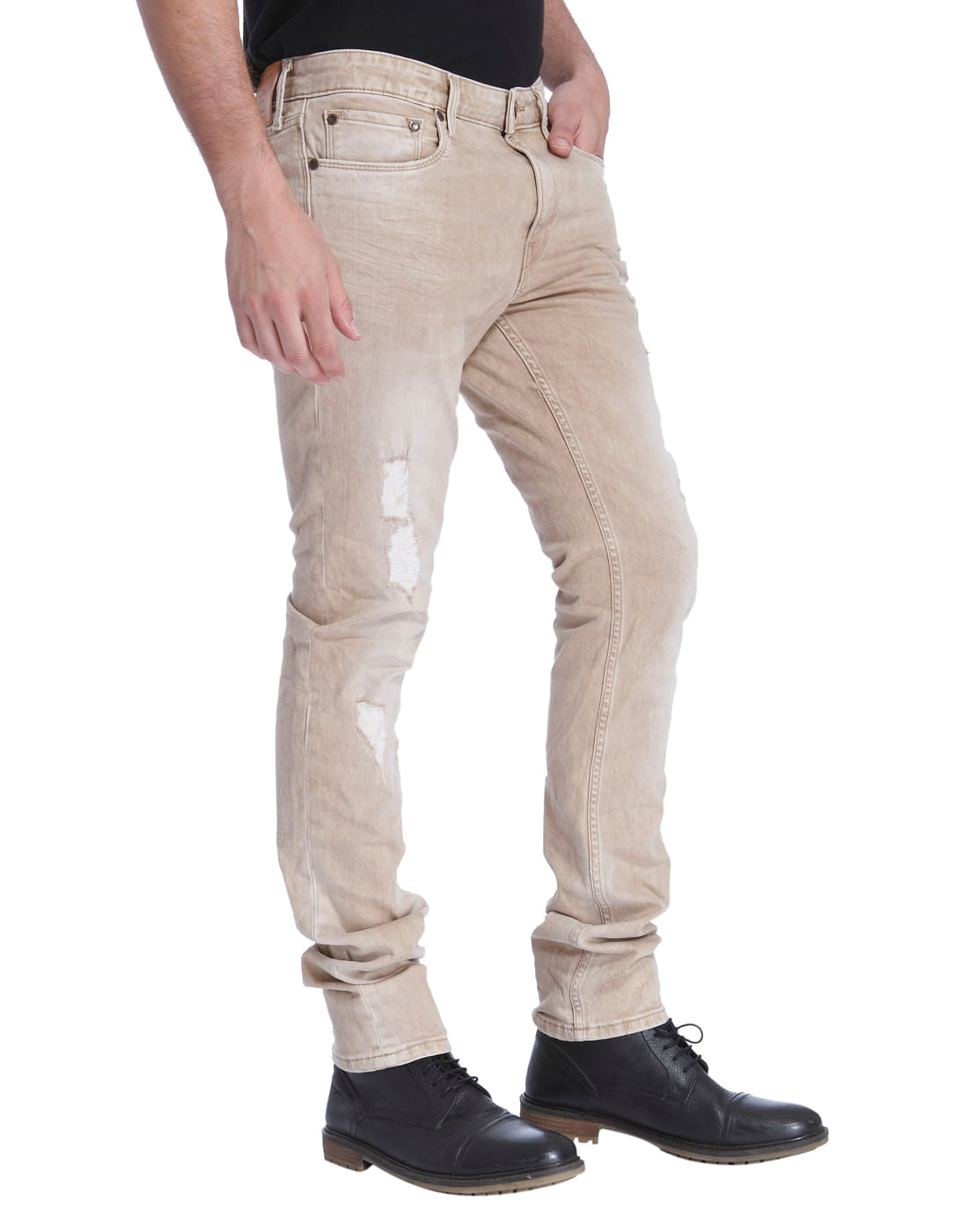 Light Brown Distressed Skinny Jeans