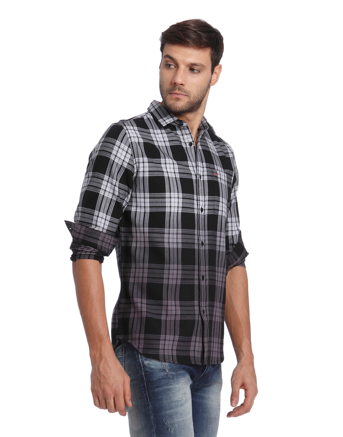 Black & White Check Slim Fit Shirt