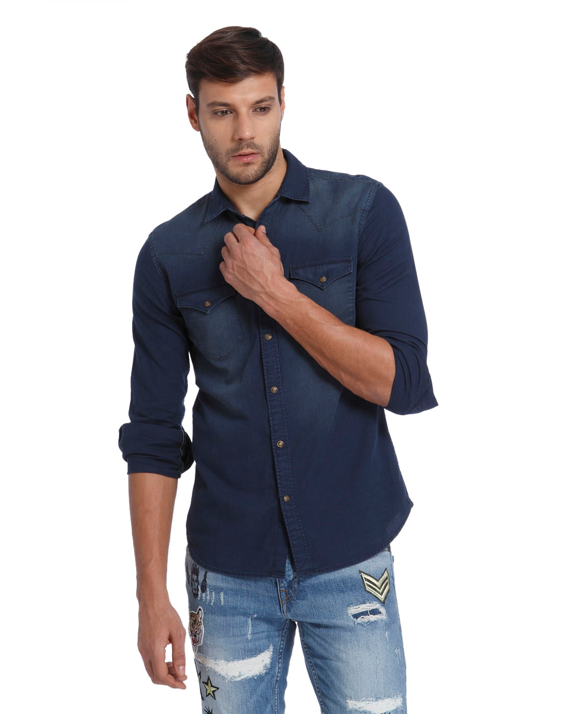 Gradient Blue Slim Fit Shirt - S