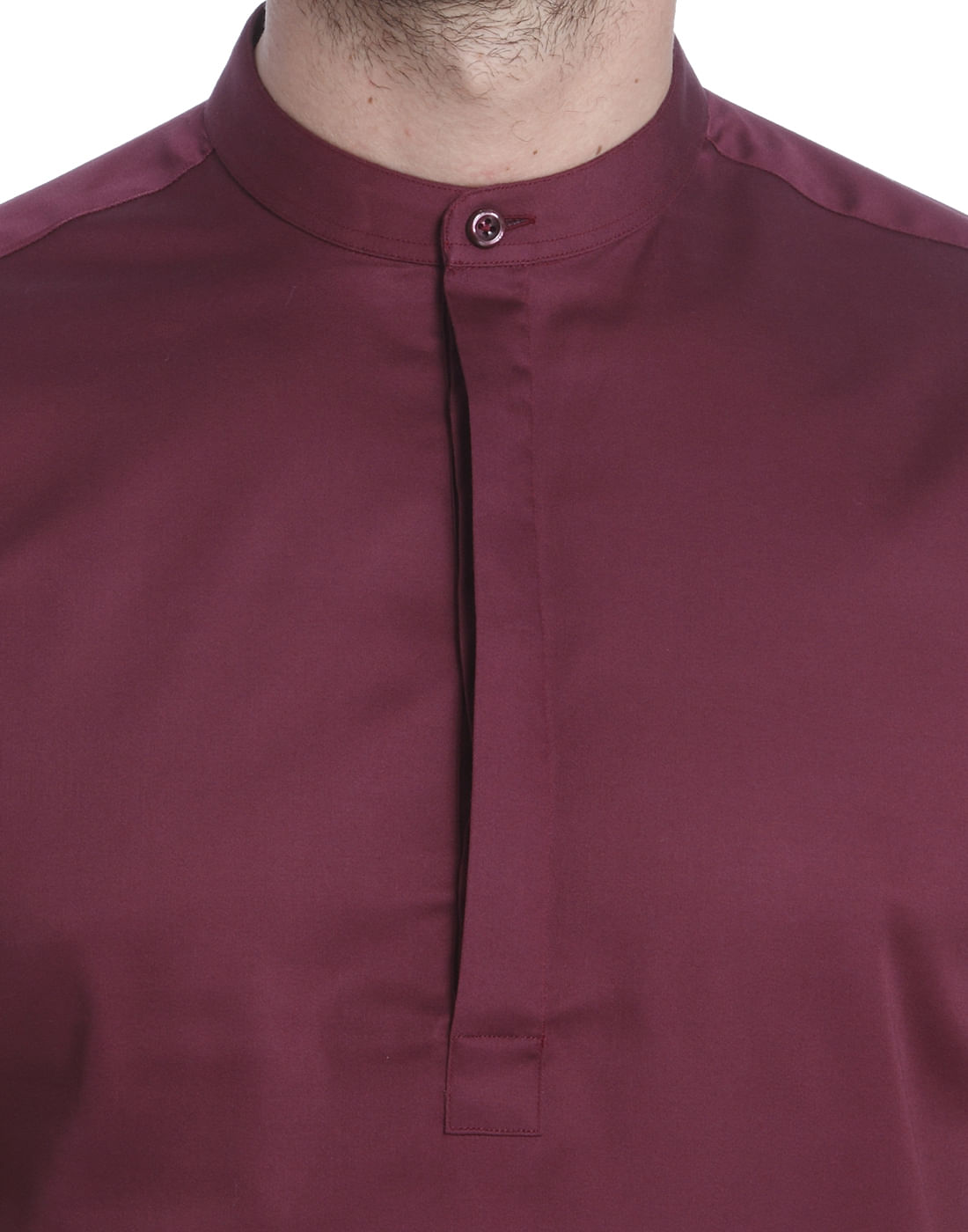Red Mandarin Collar Shirt