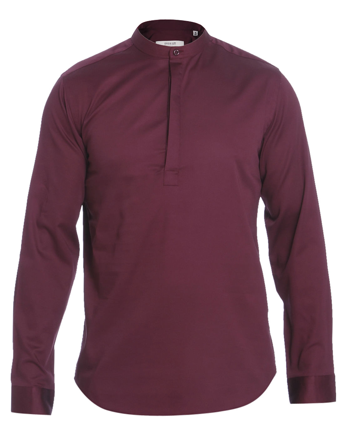 Red Mandarin Collar Shirt