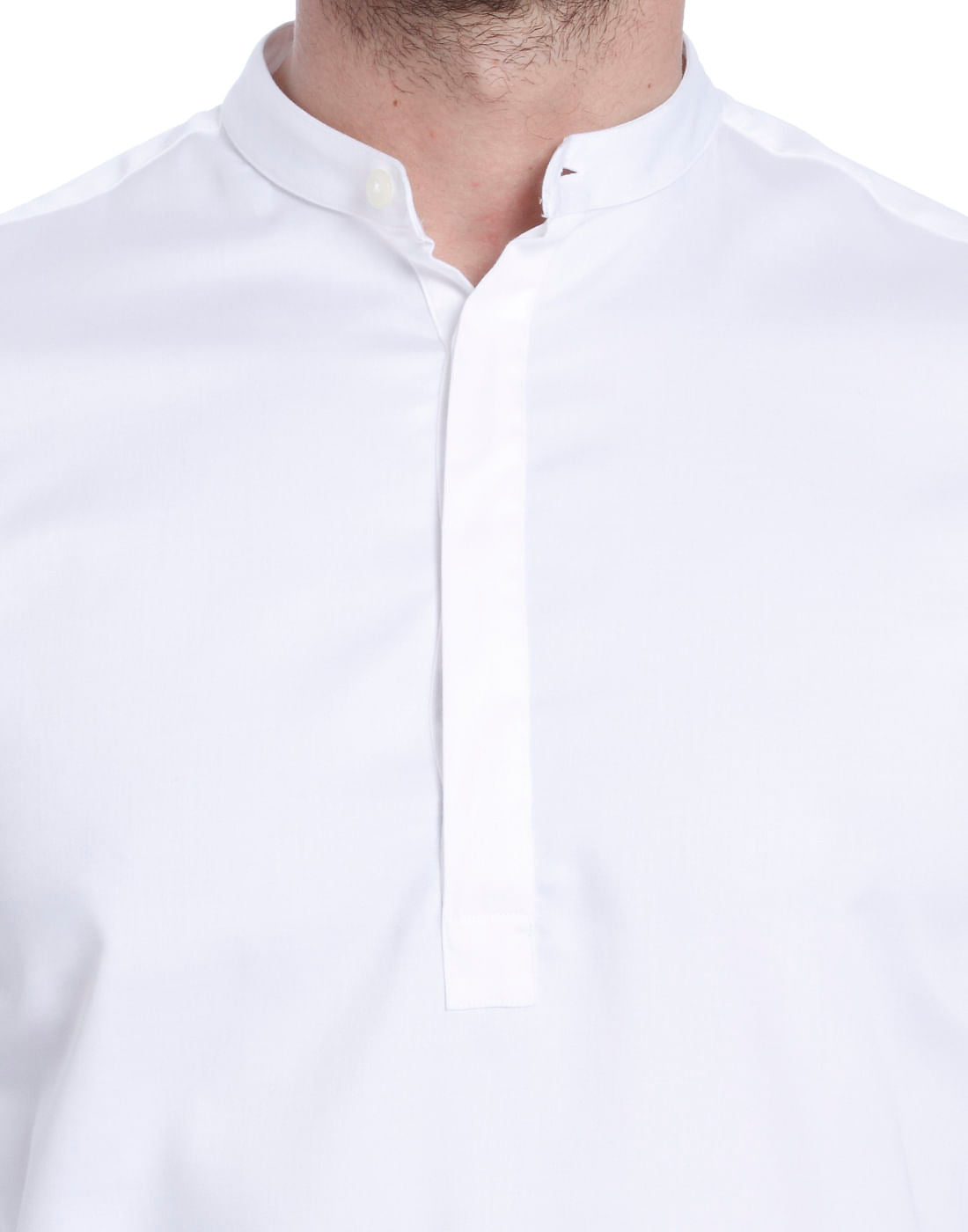 White Mandarin Collar Shirt