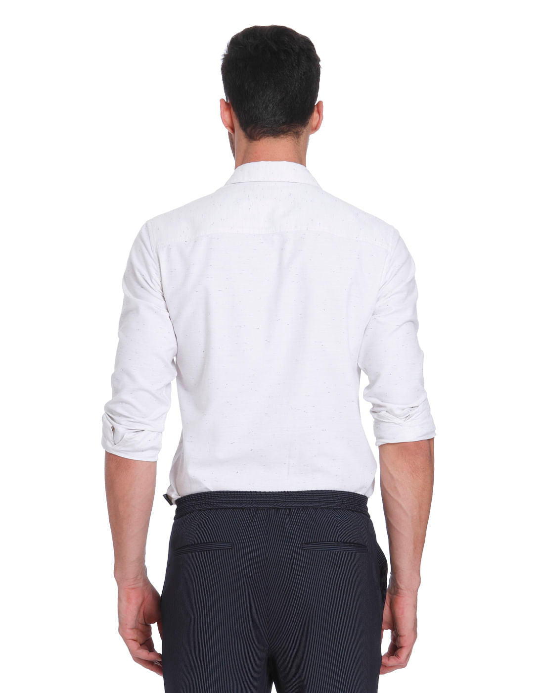 White Textured Slim Fit Shirt