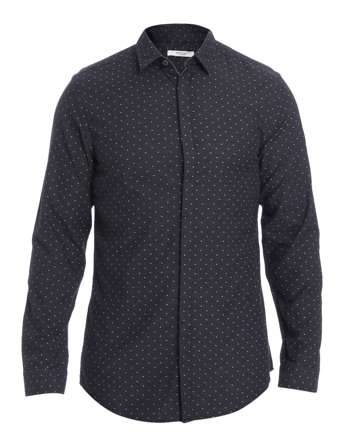 Dark Grey All Over Dotted Slim Fit Shirt
