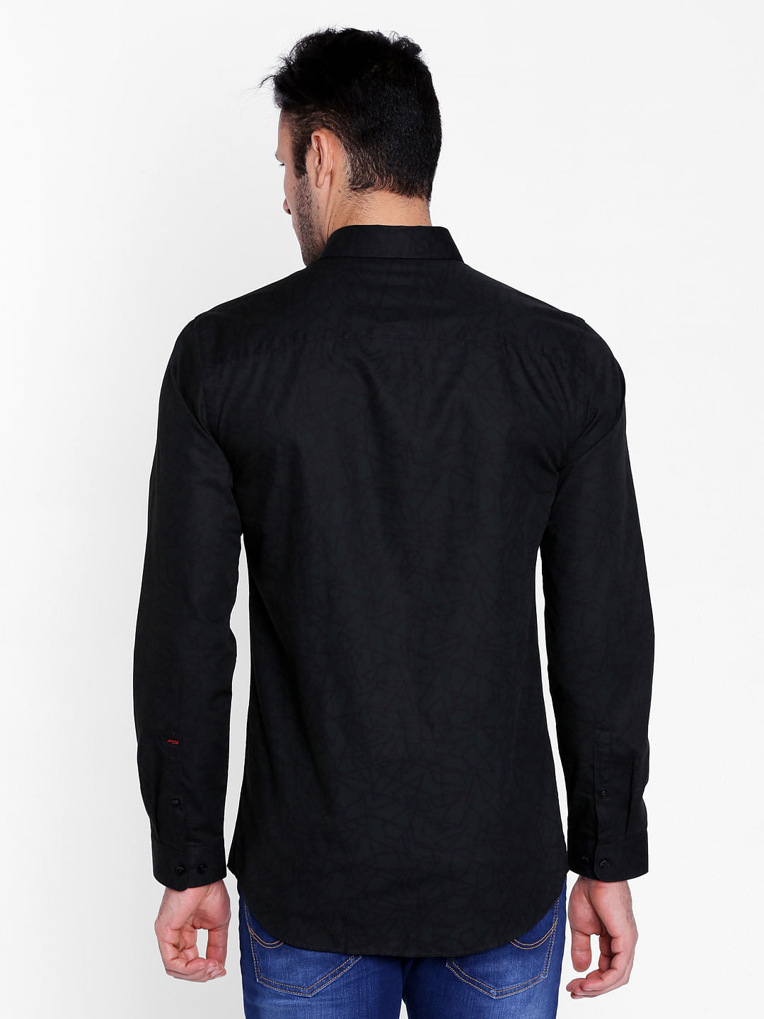 Black Self Design Shirt