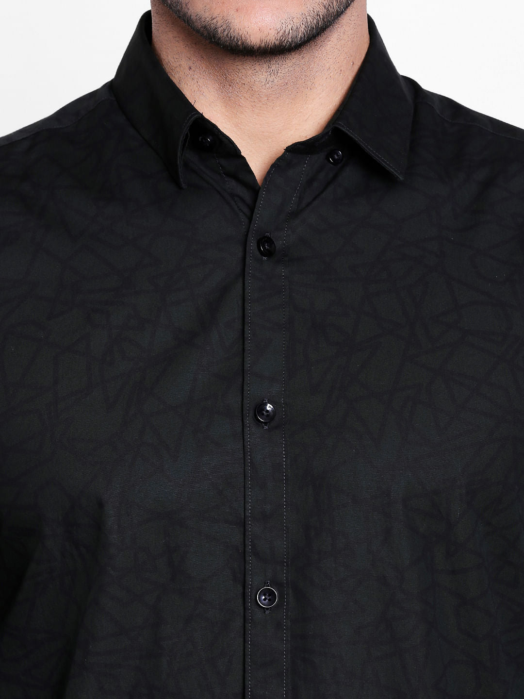 Black Self Design Shirt