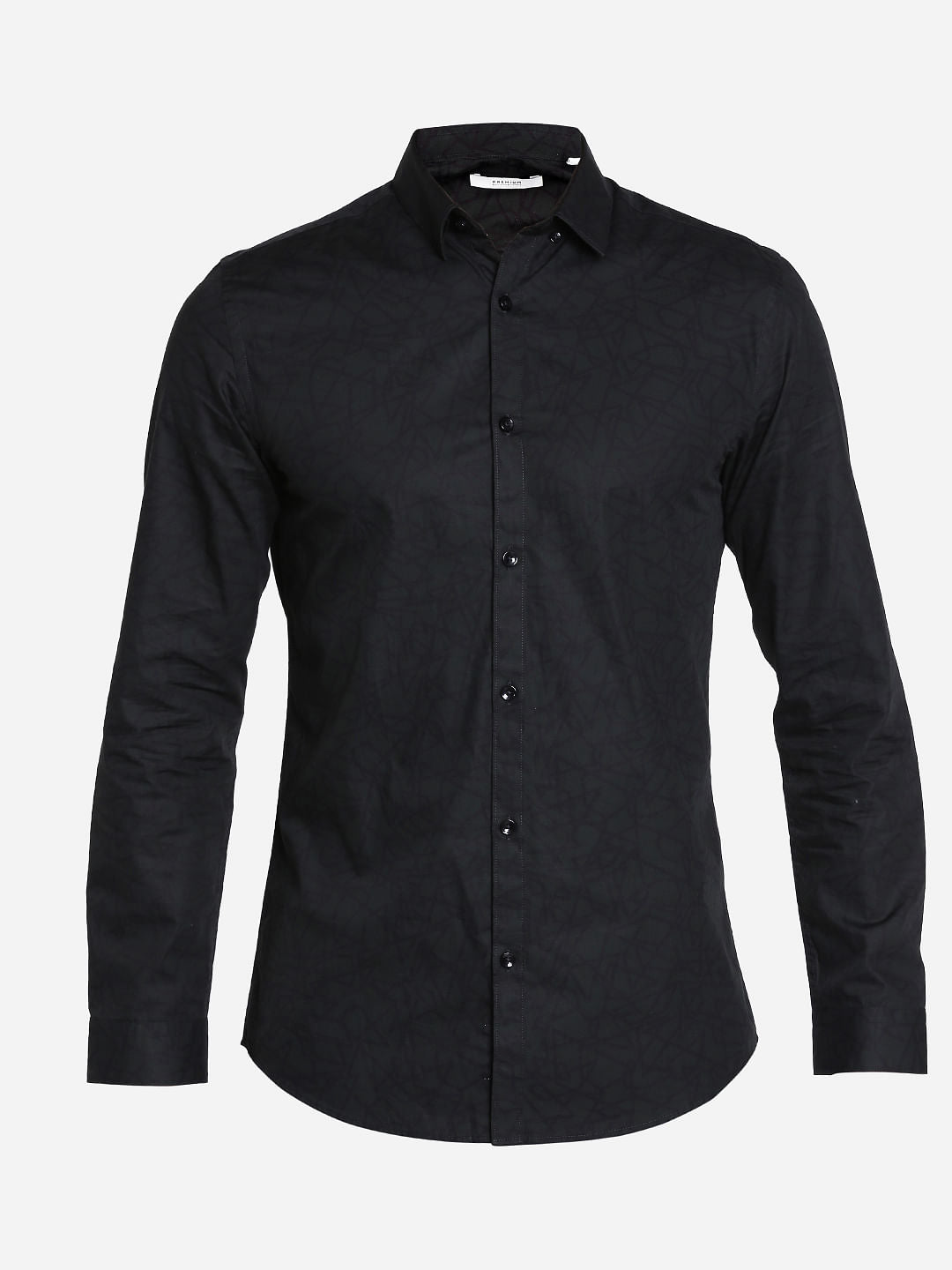 Black Self Design Shirt