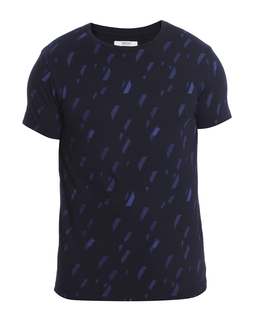 Dark Blue All Over Print Crew Neck T-Shirt