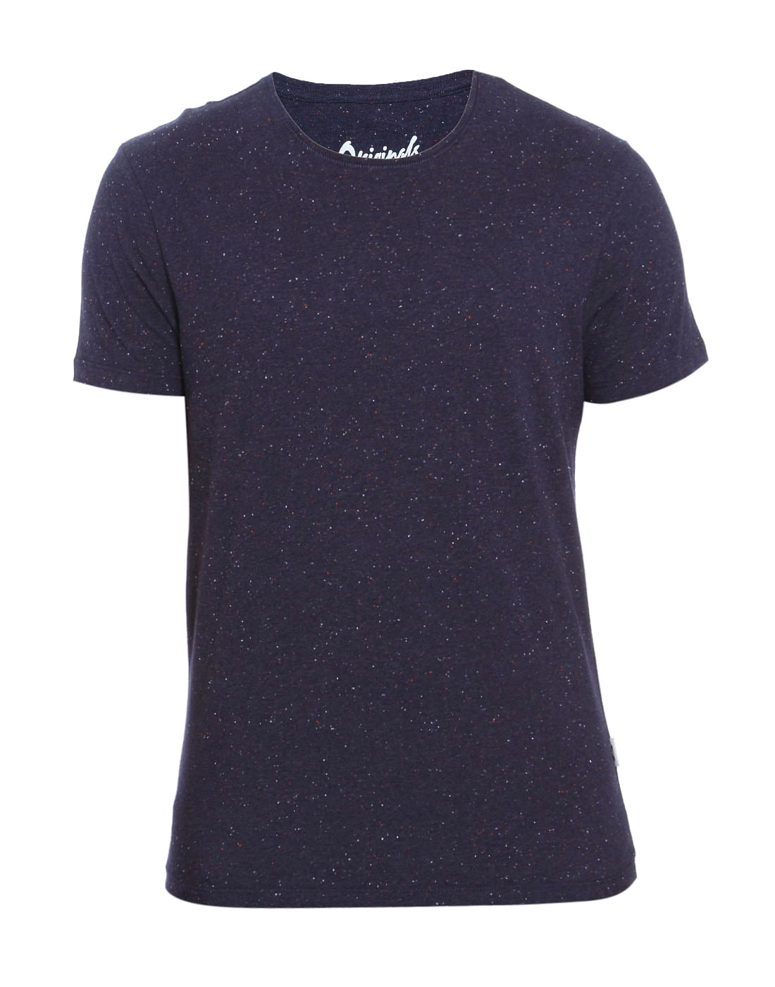 Blue Self Print Crew Neck T-Shirt