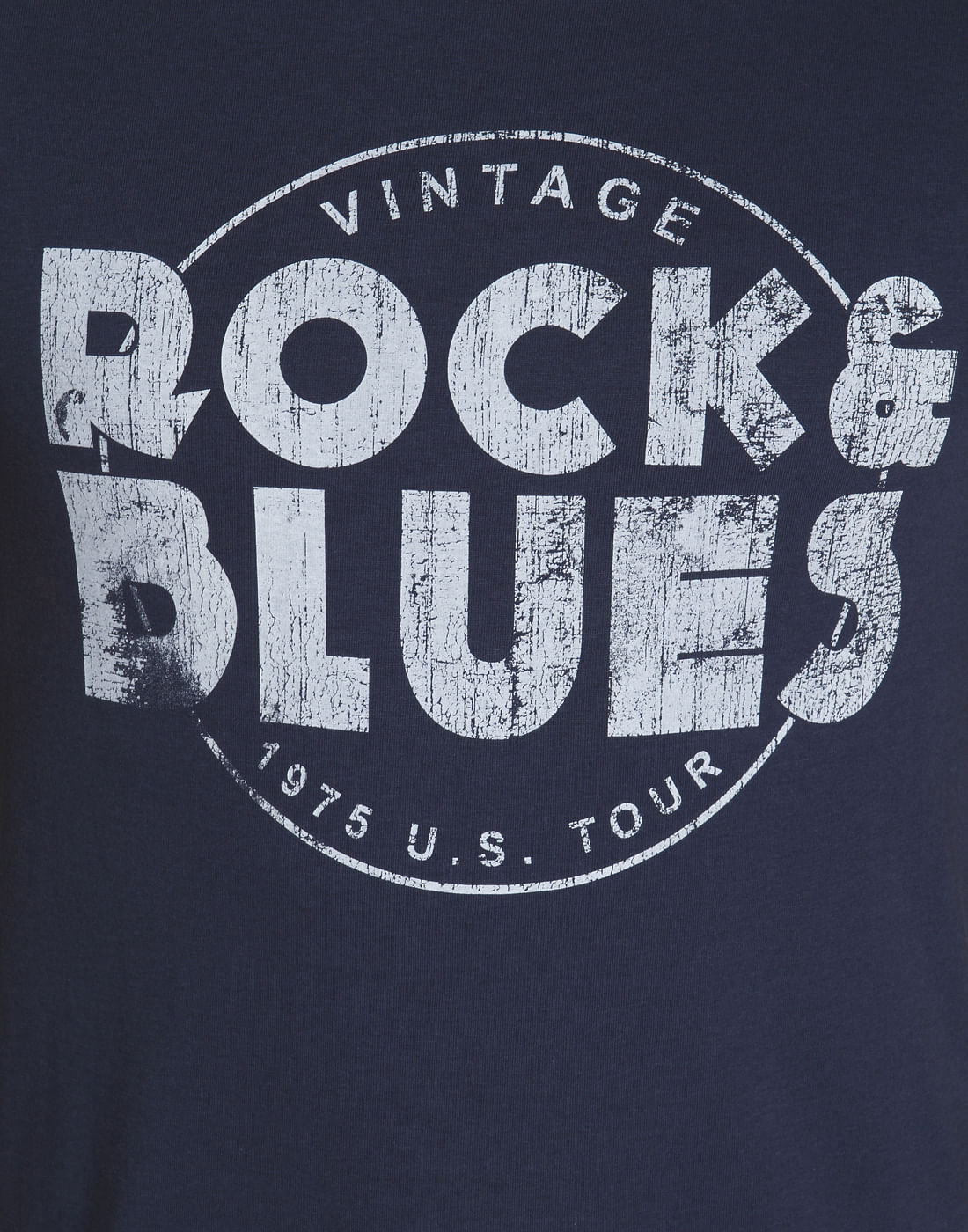 Blue Text Print Crew Neck T-Shirt