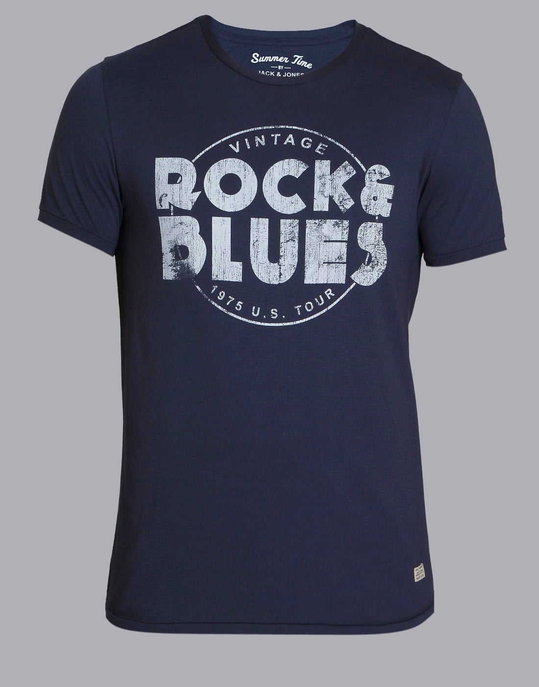 Blue Text Print Crew Neck T-Shirt