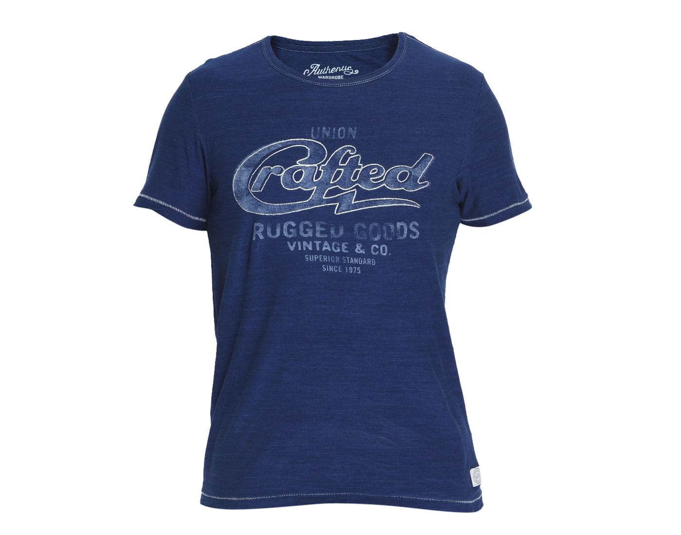 Blue Text Print Crew Neck T-Shirt