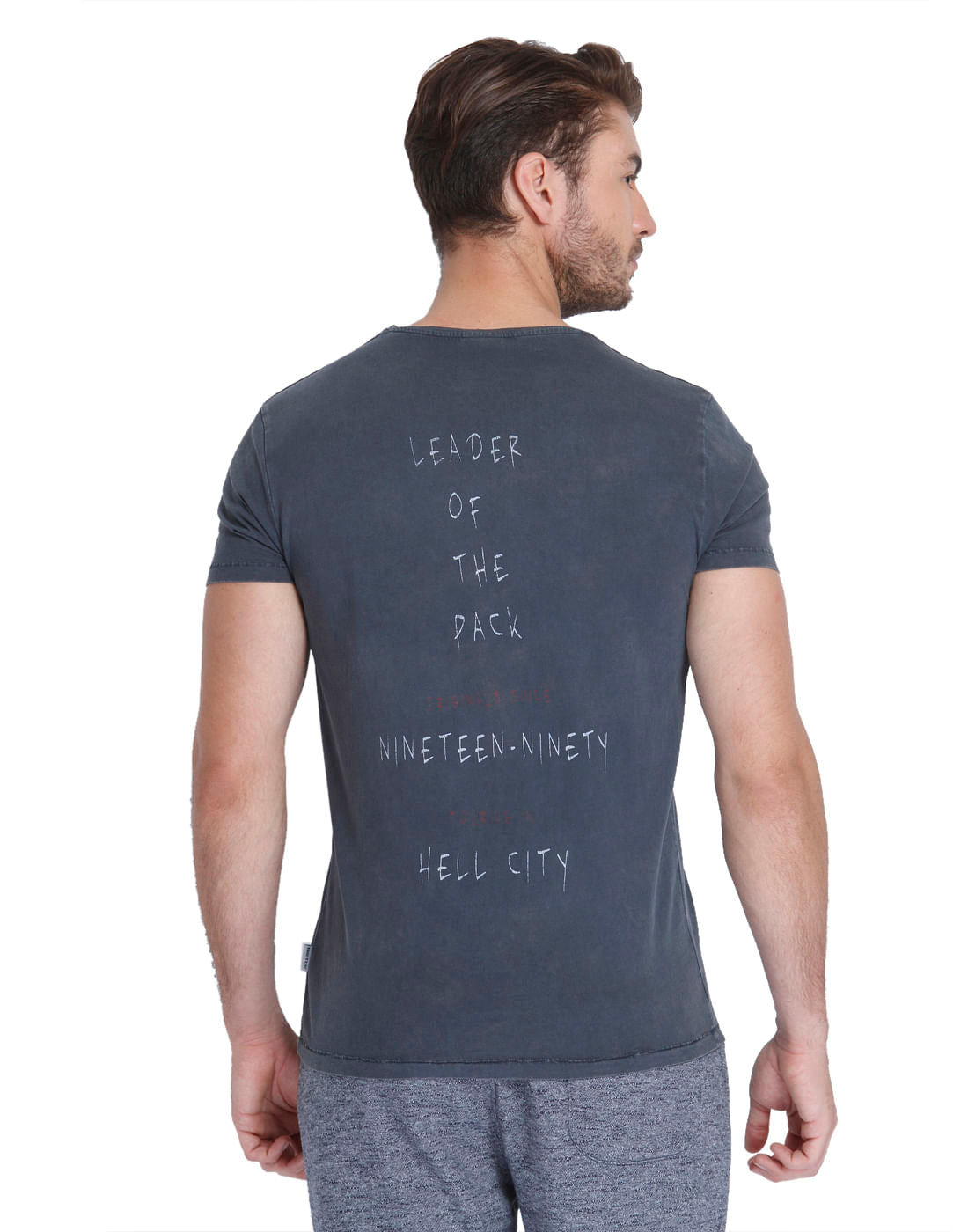 Dark Grey Graphic Print Crew Neck T-Shirt