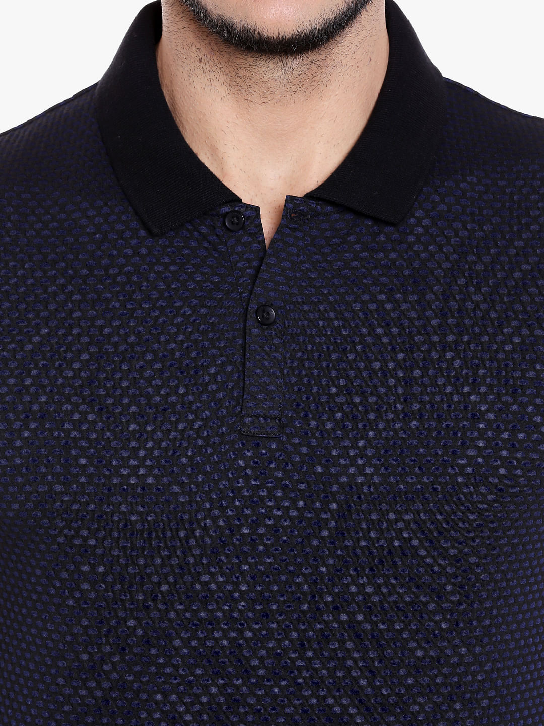 Dark Blue Printed Polo T-Shirt