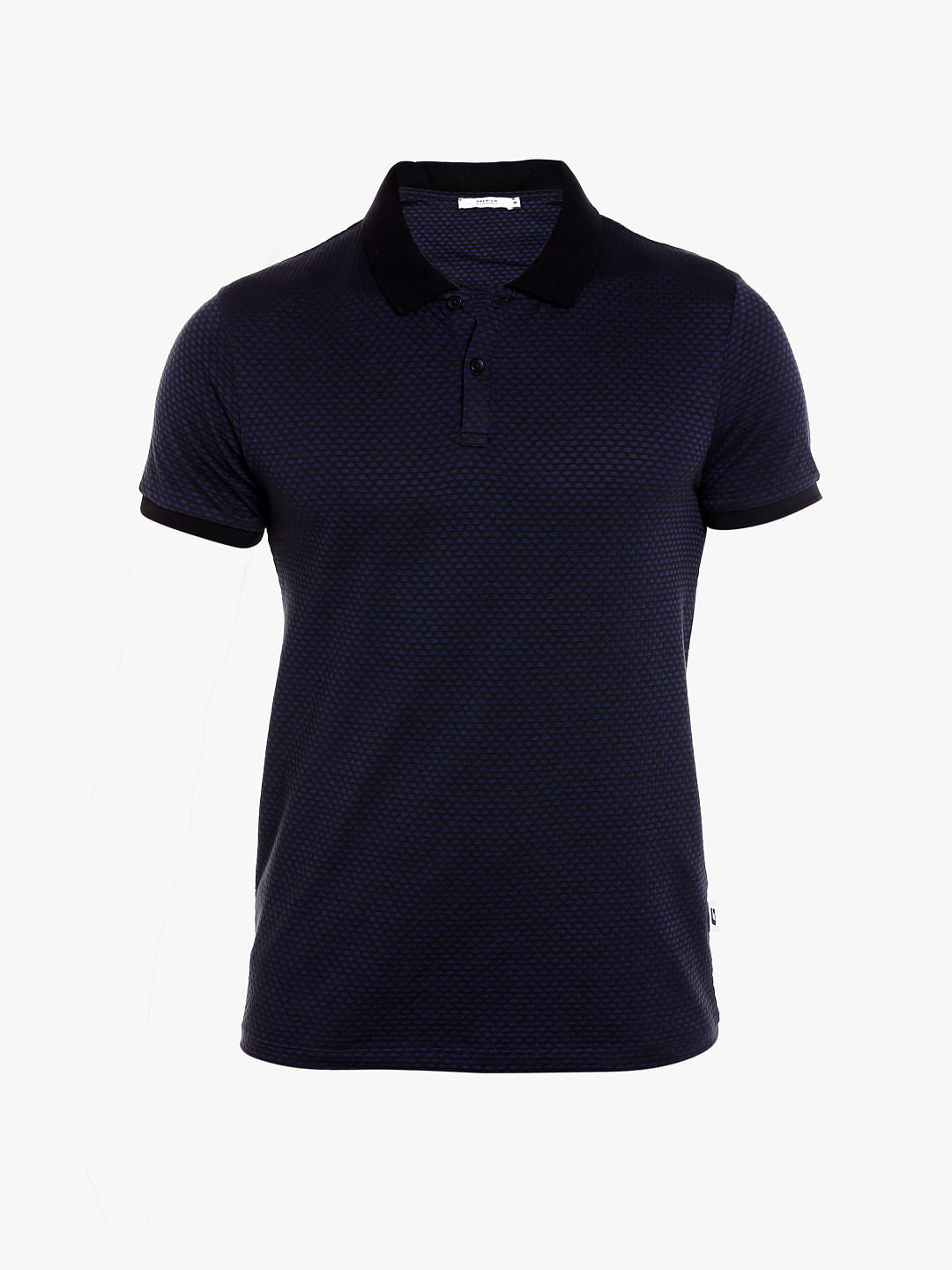 Dark Blue Printed Polo T-Shirt