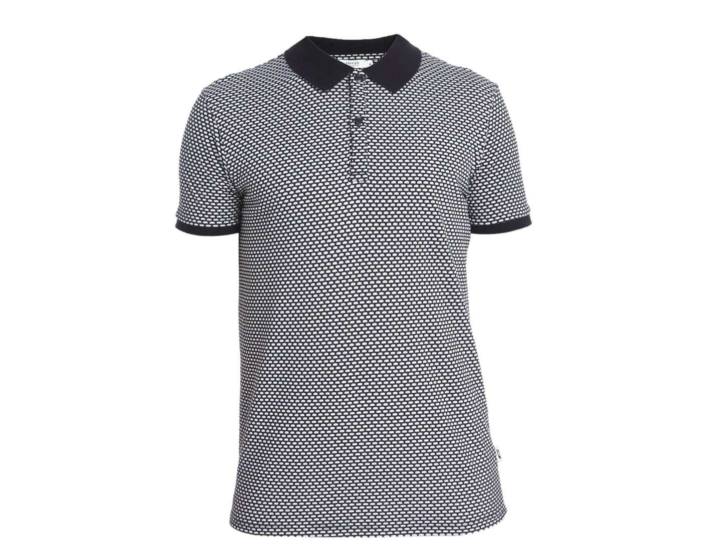 White Self Print Polo T-Shirt
