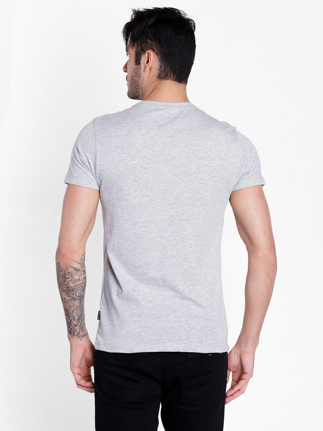 Grey Graphic Print Crew Neck T-Shirt