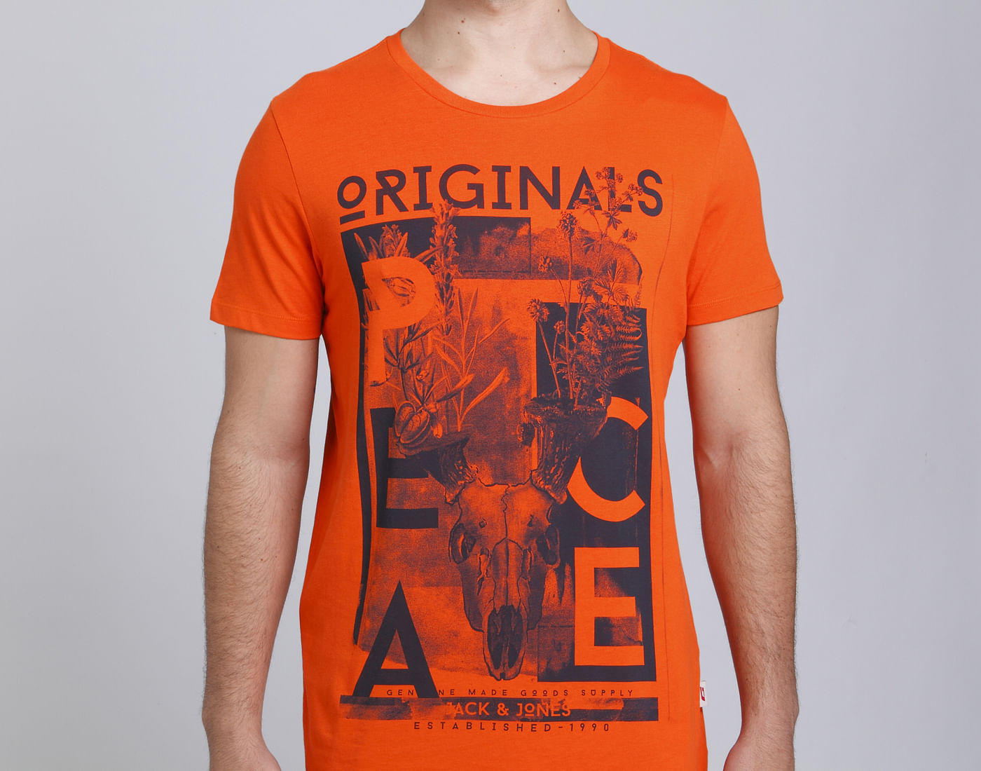 Orange Graphic Print Crew Neck T-Shirt