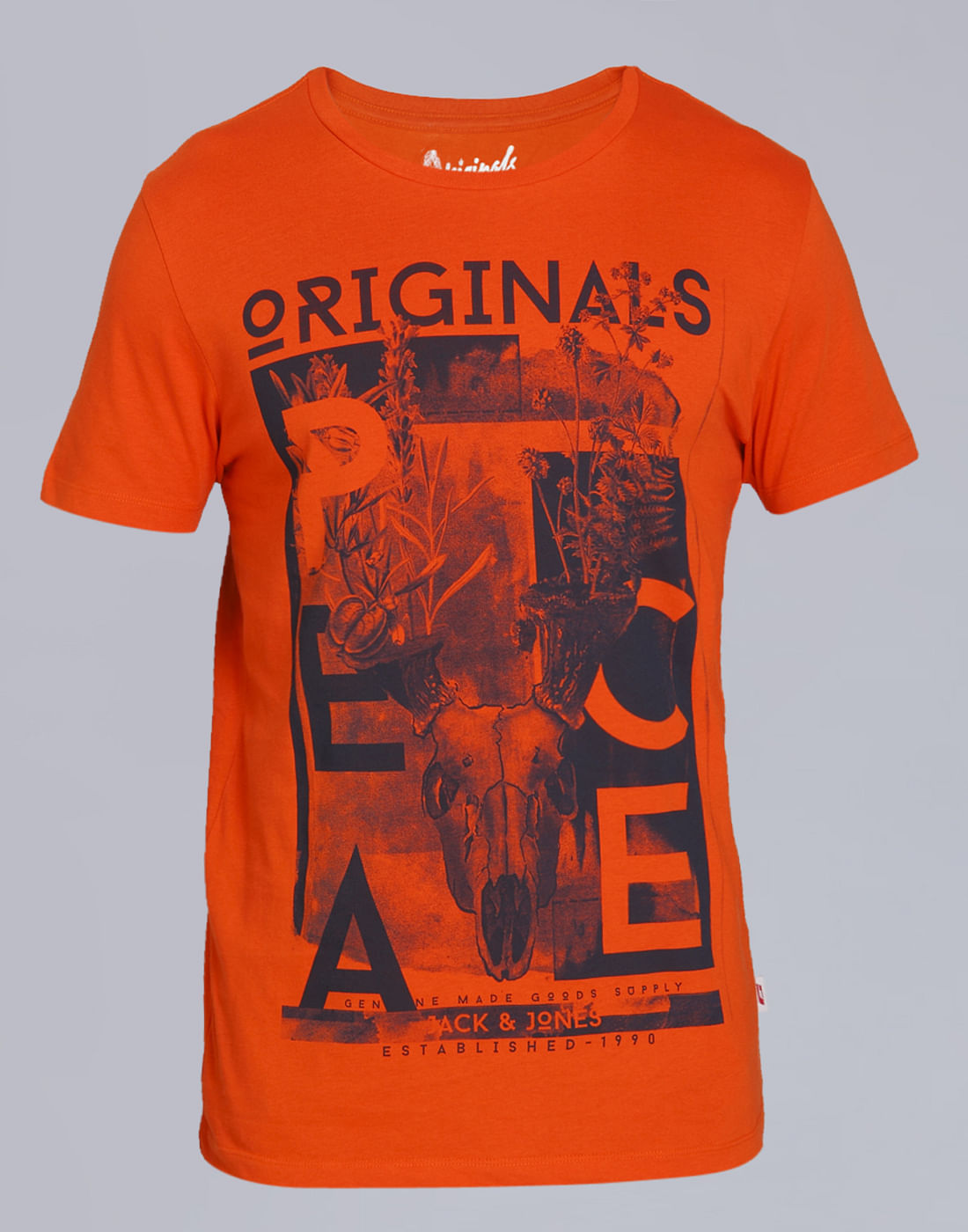 Orange Graphic Print Crew Neck T-Shirt