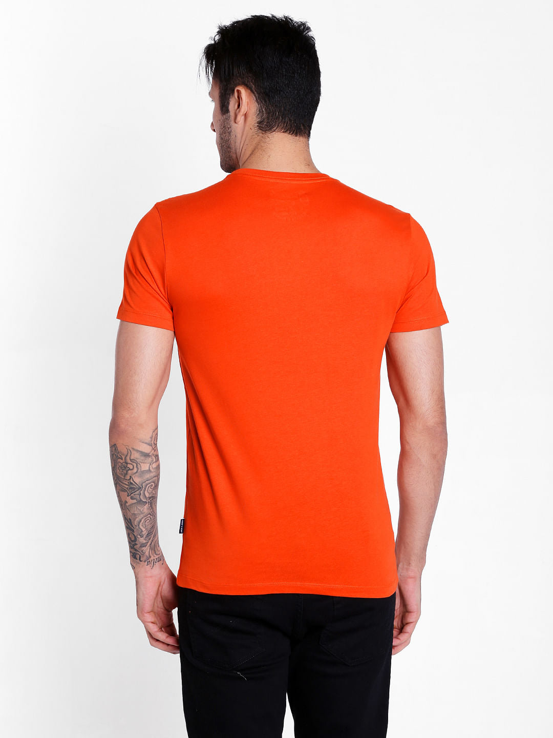 Orange Graphic Print Crew Neck T-Shirt