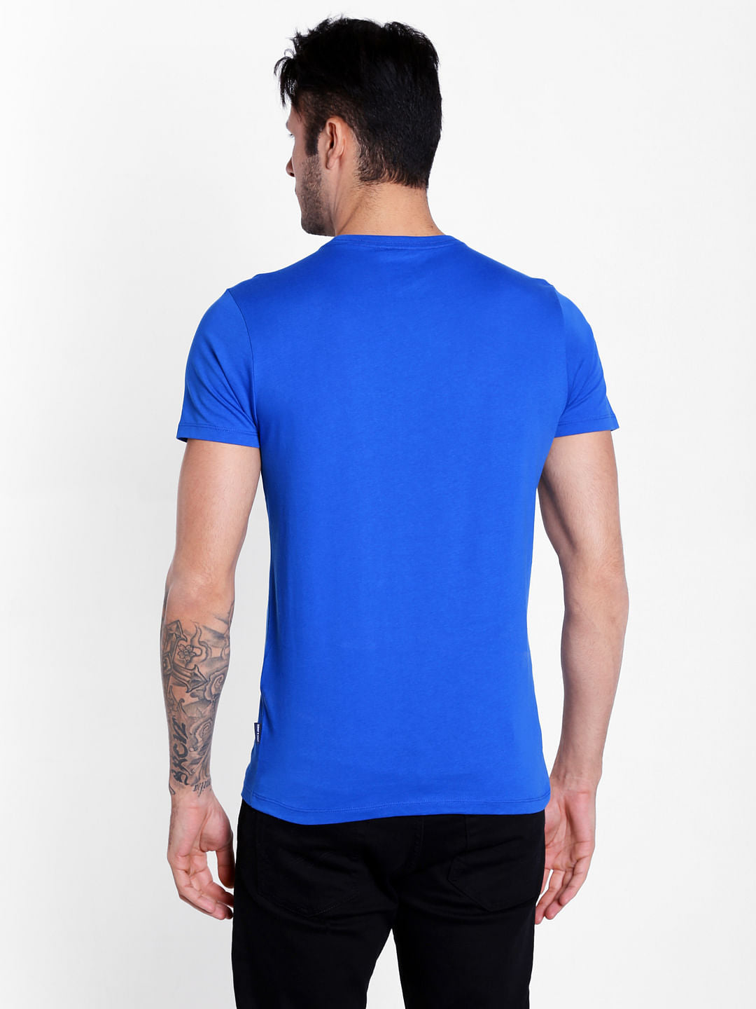 Blue Graphic Print Crew Neck T-Shirt