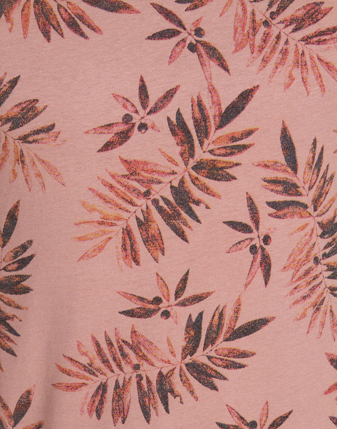 Peach Leaf Print Crew Neck T-Shirt