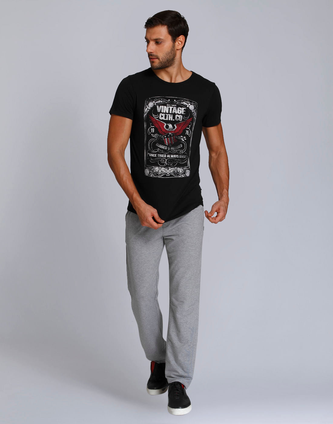Blue Graphic Print Crew Neck T-Shirt