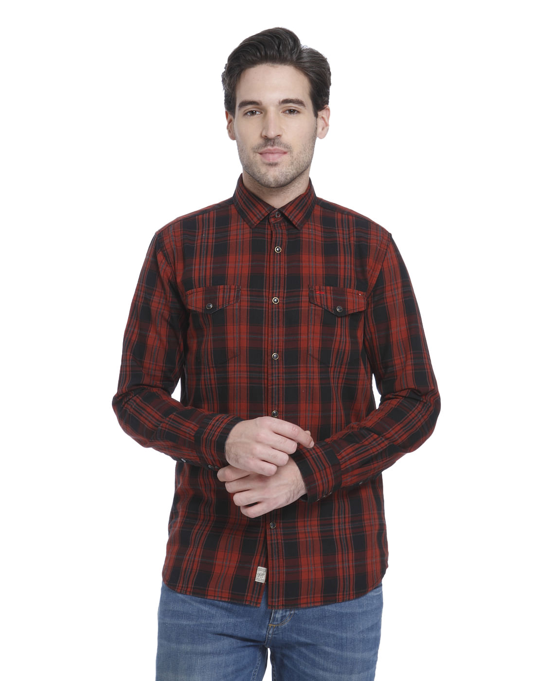 Red Check Slim Fit Shirt - S