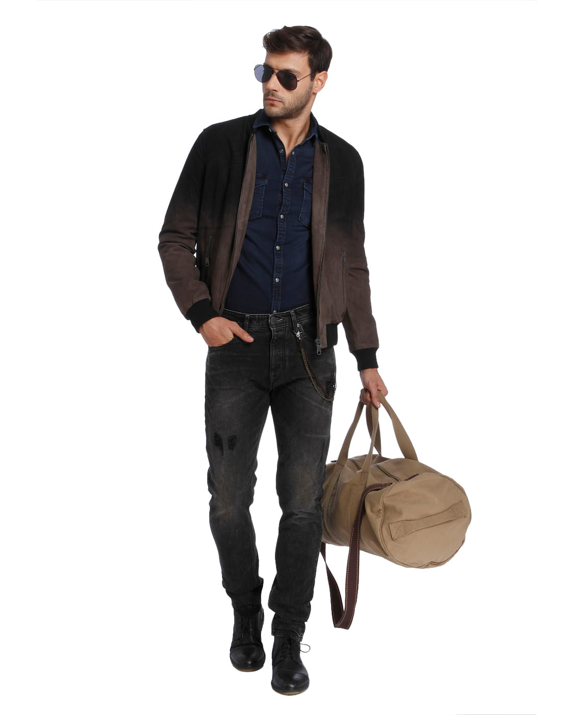 Dark Blue Slim Fit Denim Shirt