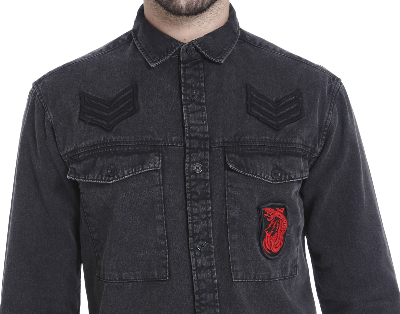 Dark Grey Over Dyed Slim Fit Shirt