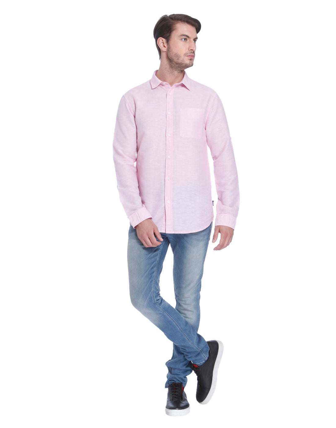 Pink Linen Slim Fit Shirt