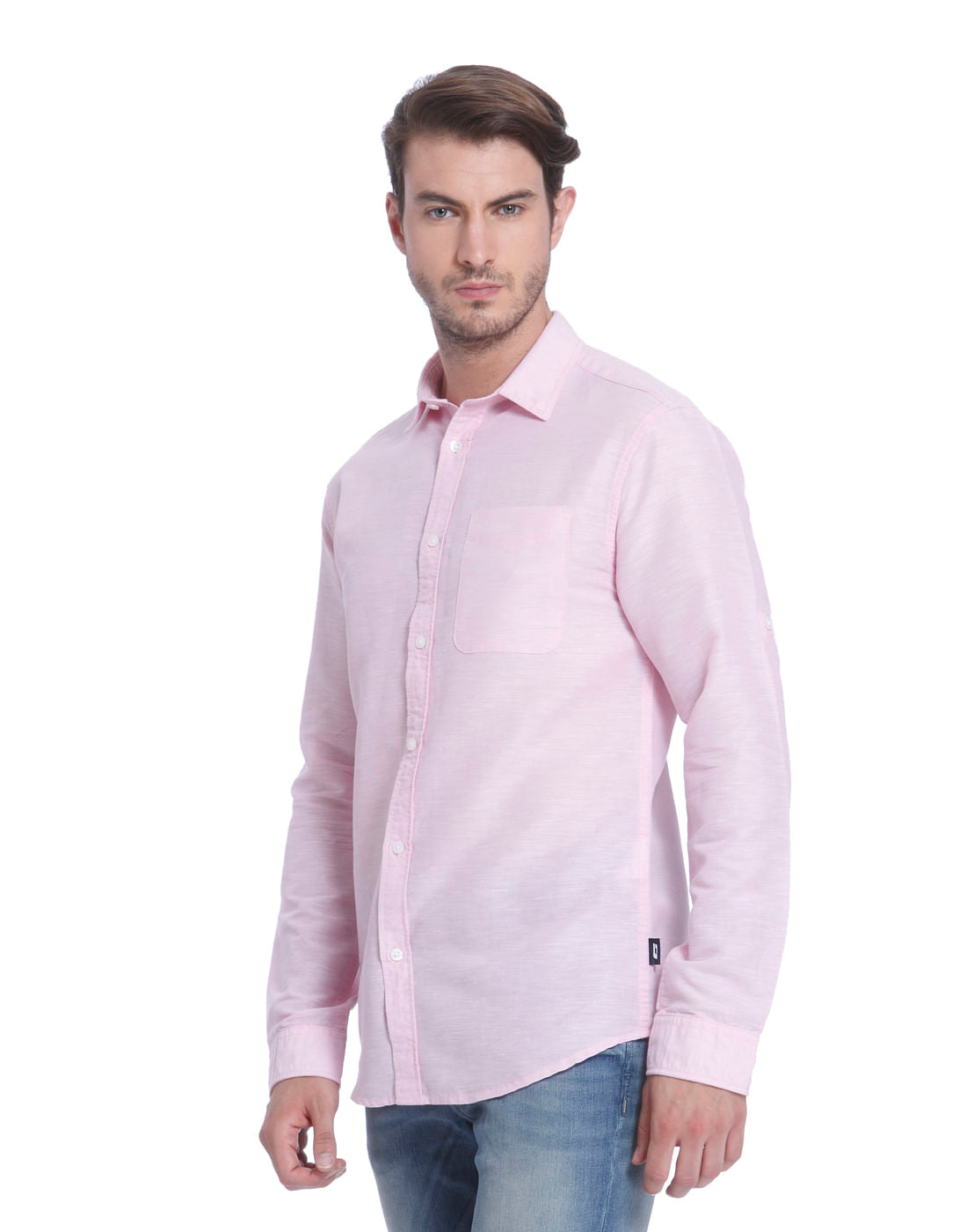Pink Linen Slim Fit Shirt