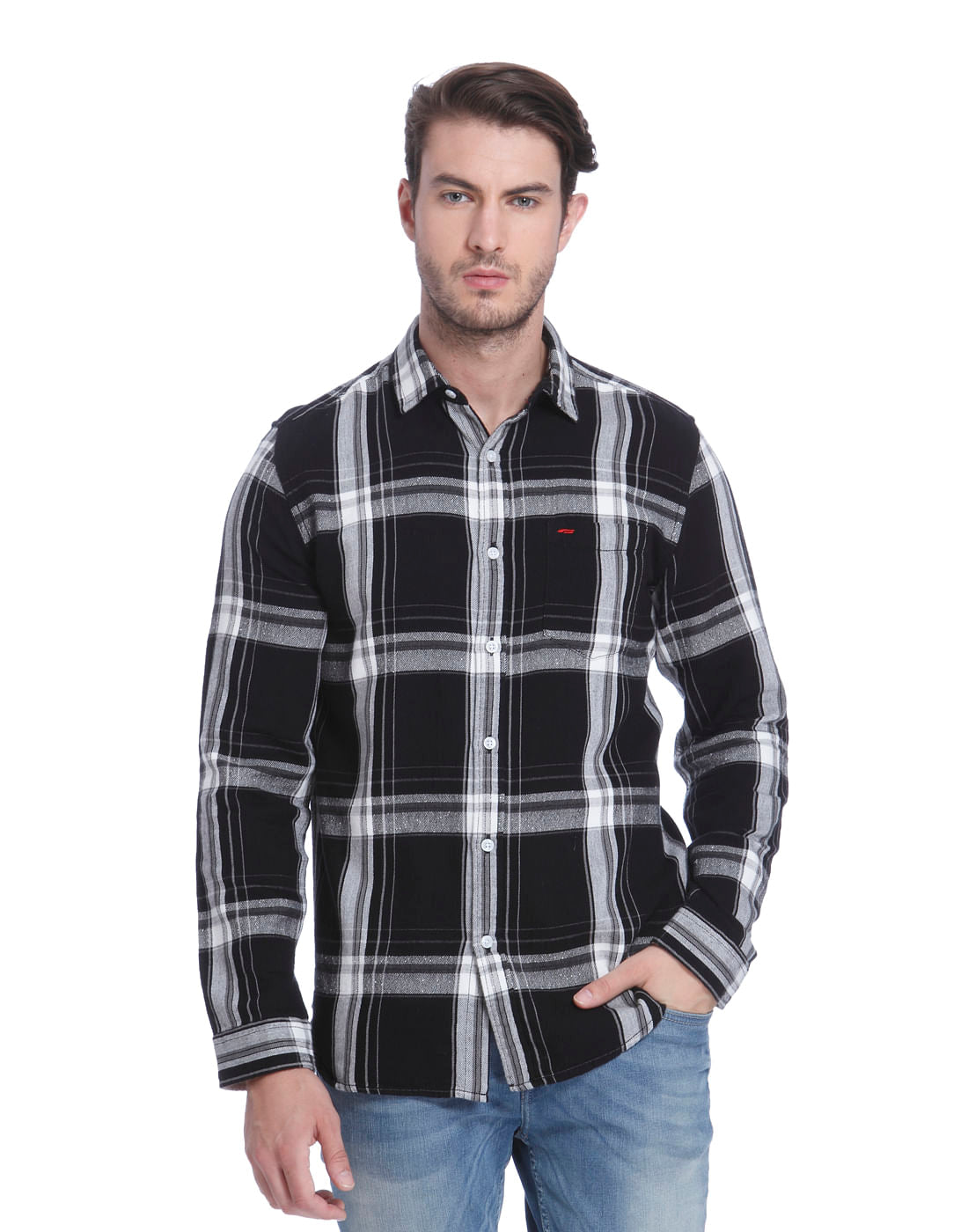 Black Check Slim Fit Shirt