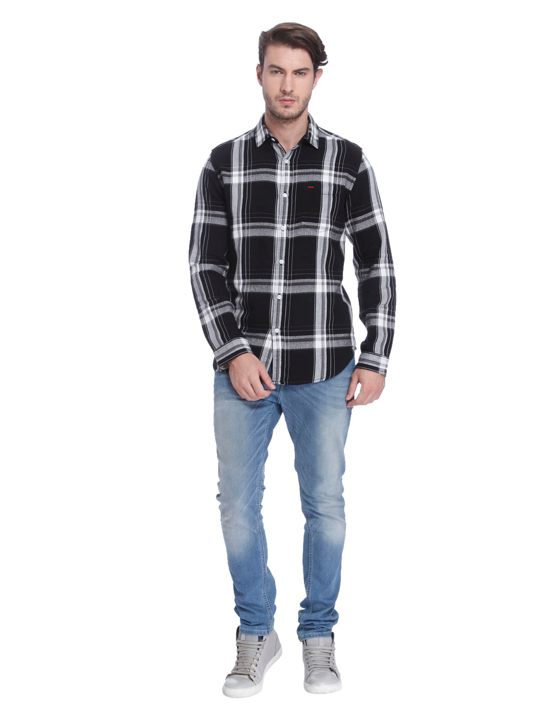 Black Check Slim Fit Shirt