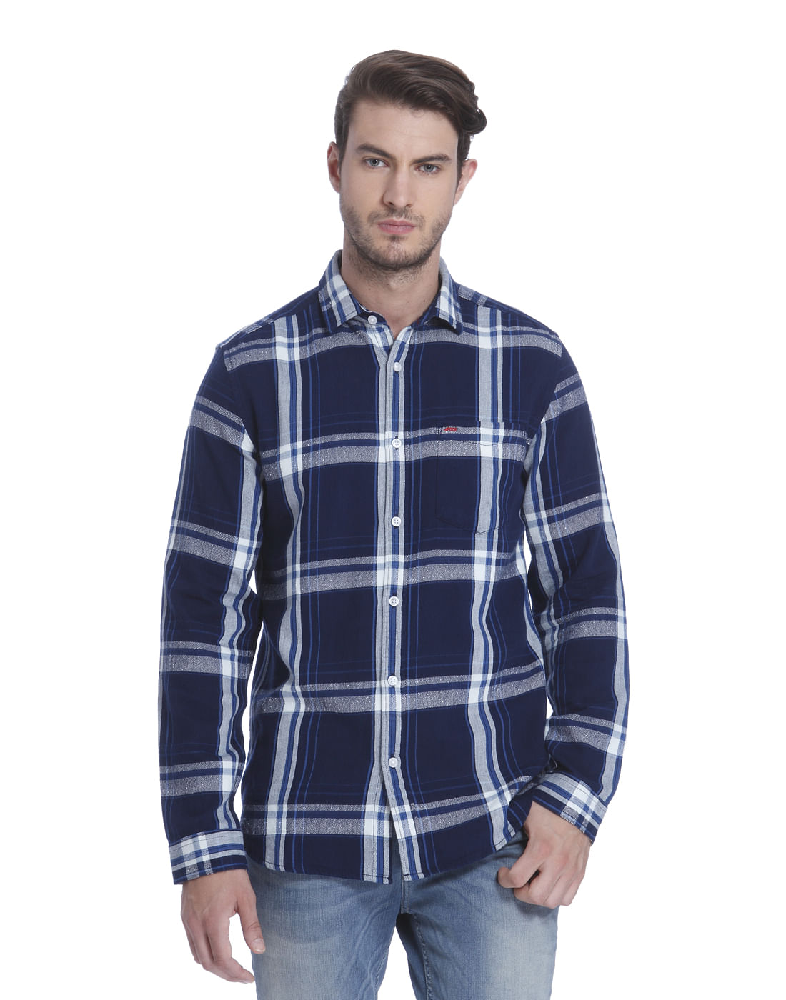 Blue Check Slim Fit Shirt - S