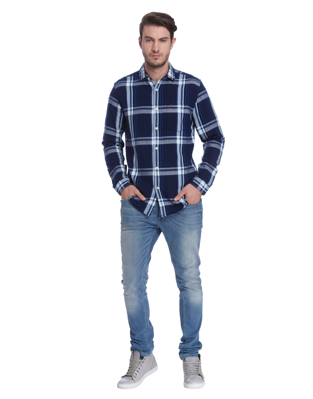 Blue Check Slim Fit Shirt