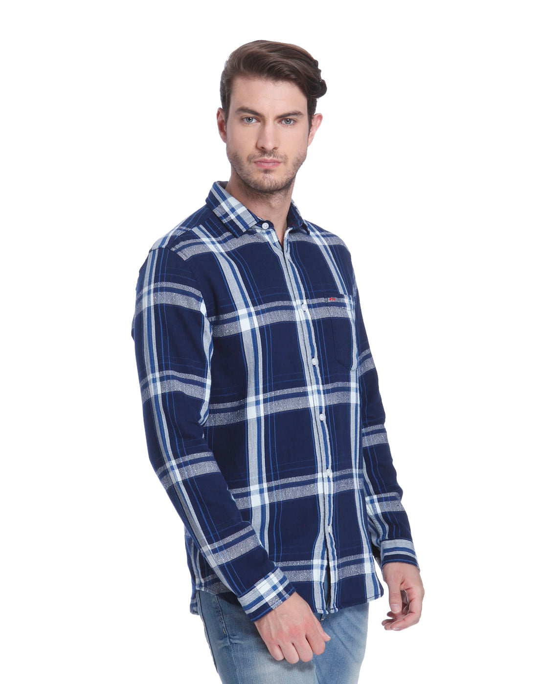 Blue Check Slim Fit Shirt
