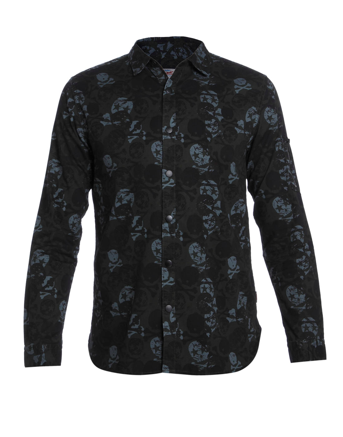 Dark Grey Skull Print Slim Fit Shirt