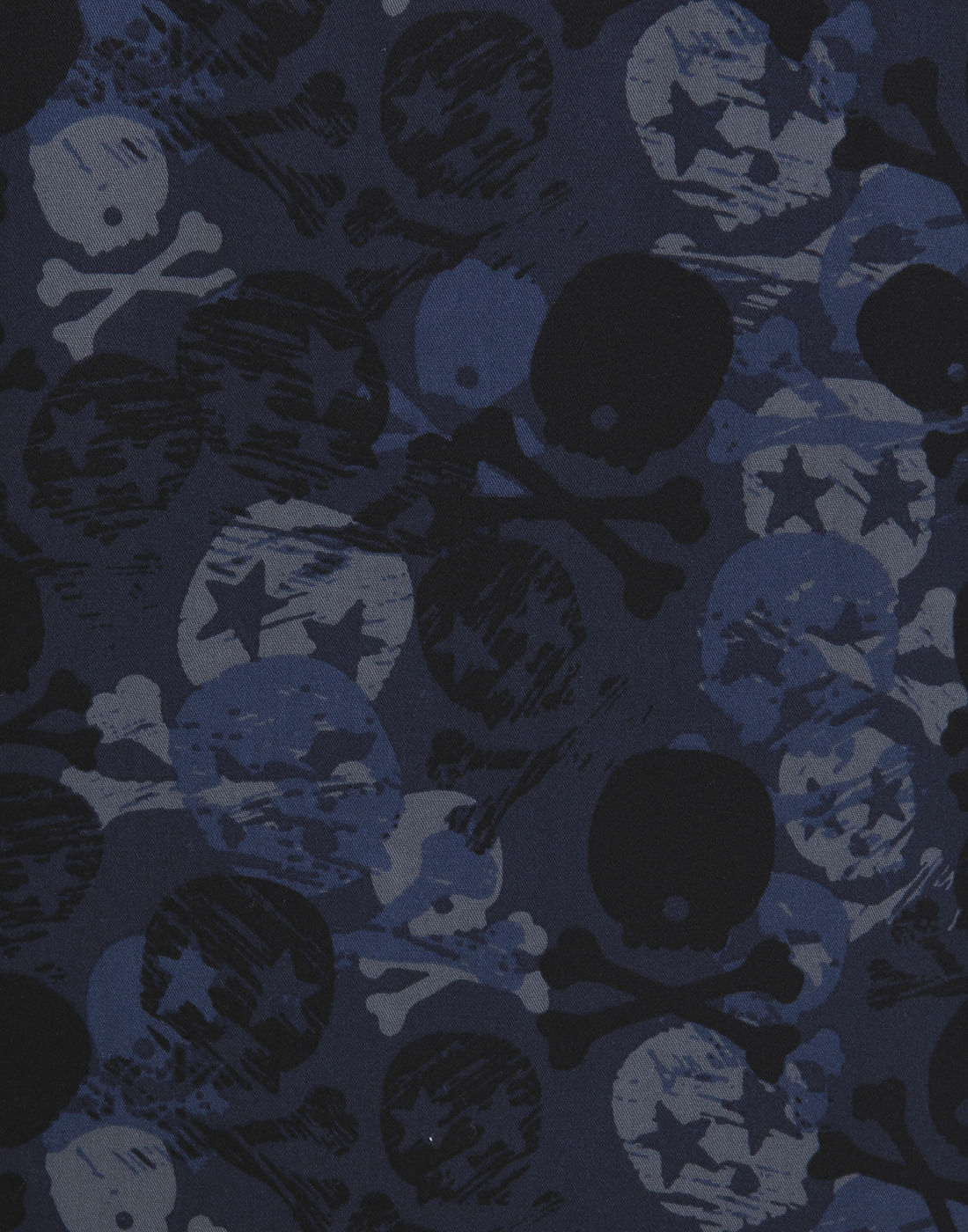 Dark Blue Skull Print Slim Fit Shirt