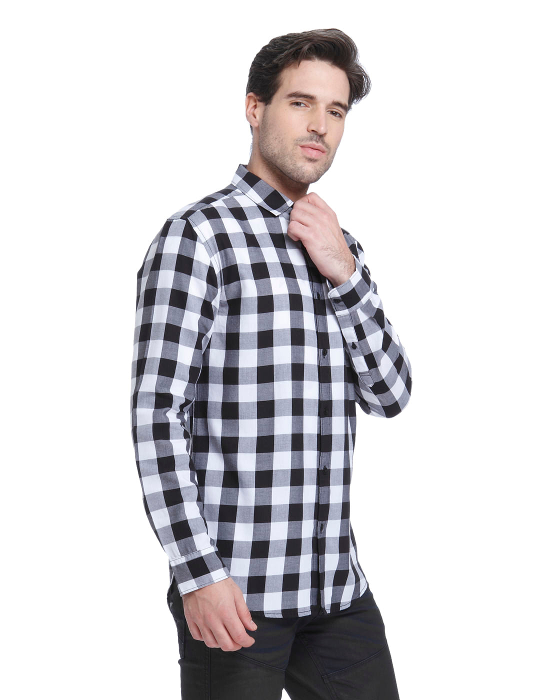 Black & White Slim Fit Check Shirt