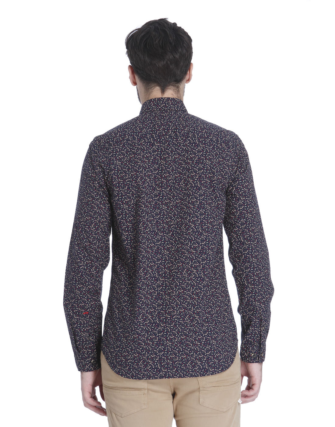Dark Blue Floral Print Slim Fit Shirt