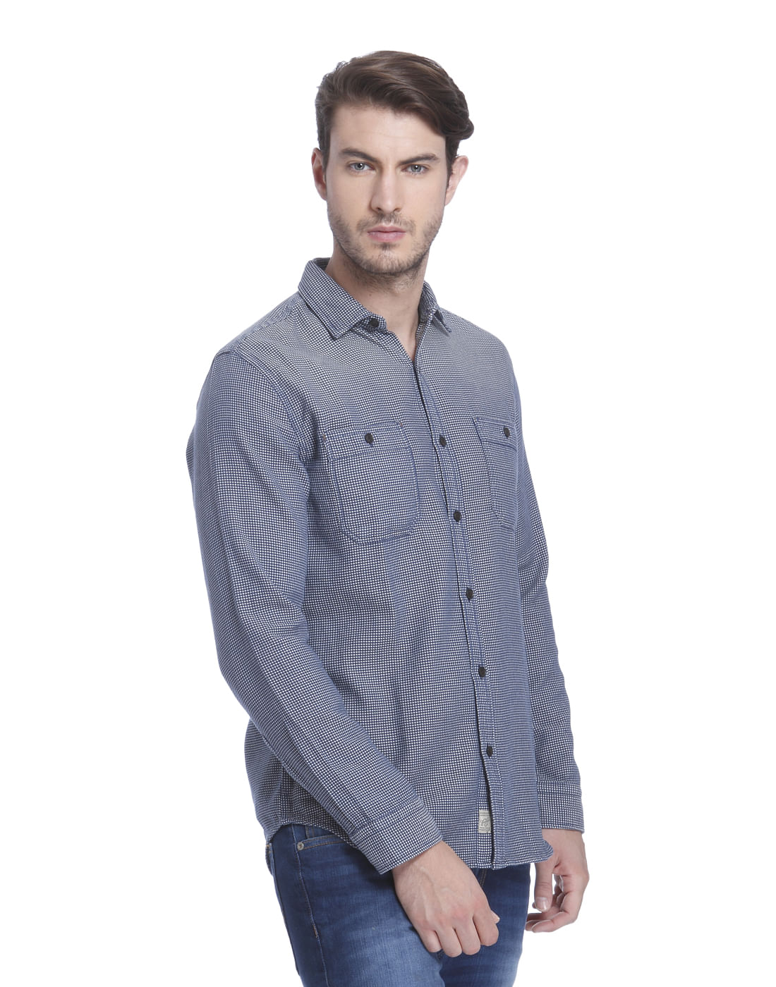 Blue Structured Slim Shirt
