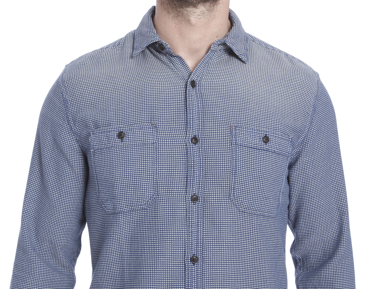 Blue Structured Slim Shirt