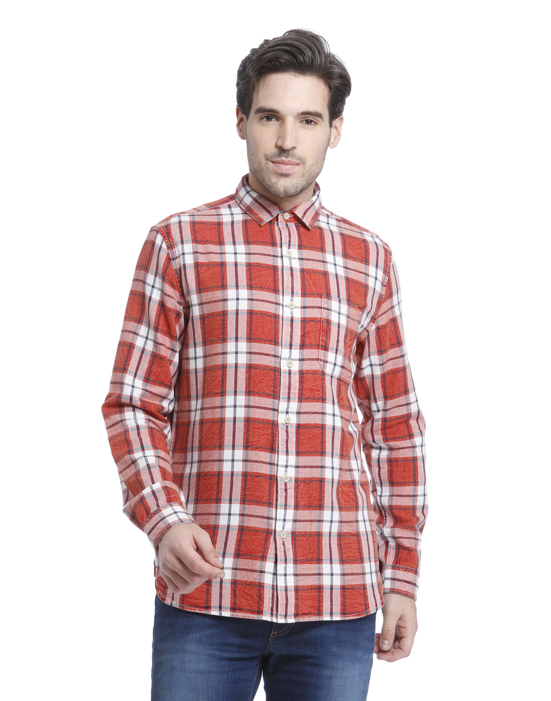Red Check Slim Fit Shirt - S
