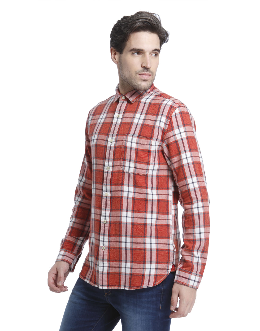 Red Check Slim Fit Shirt