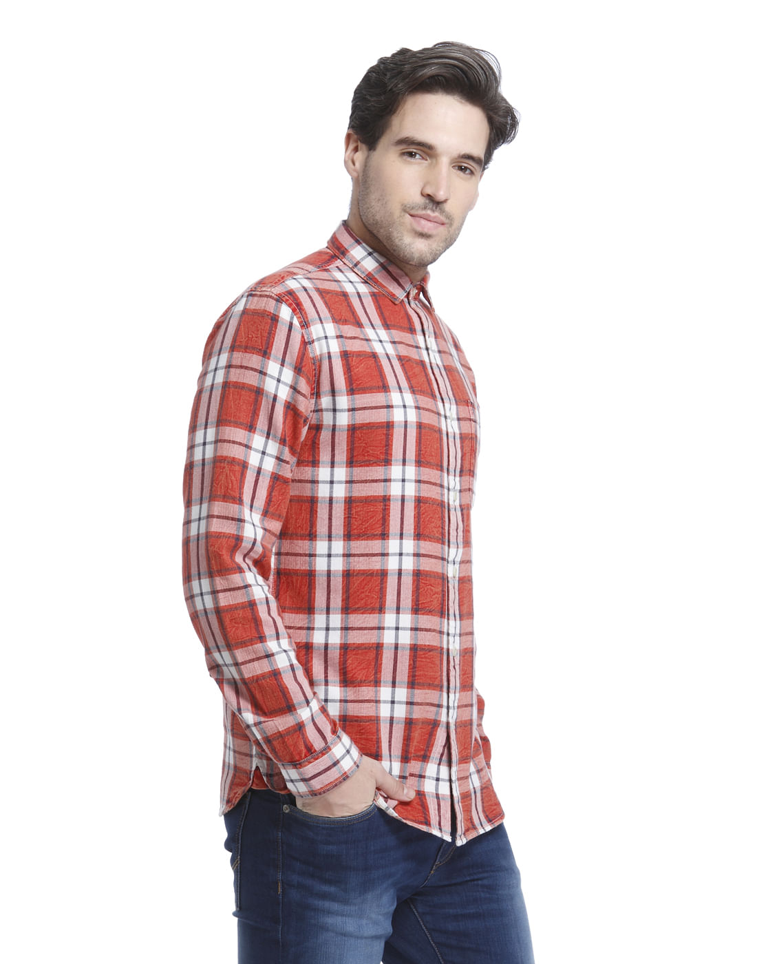 Red Check Slim Fit Shirt